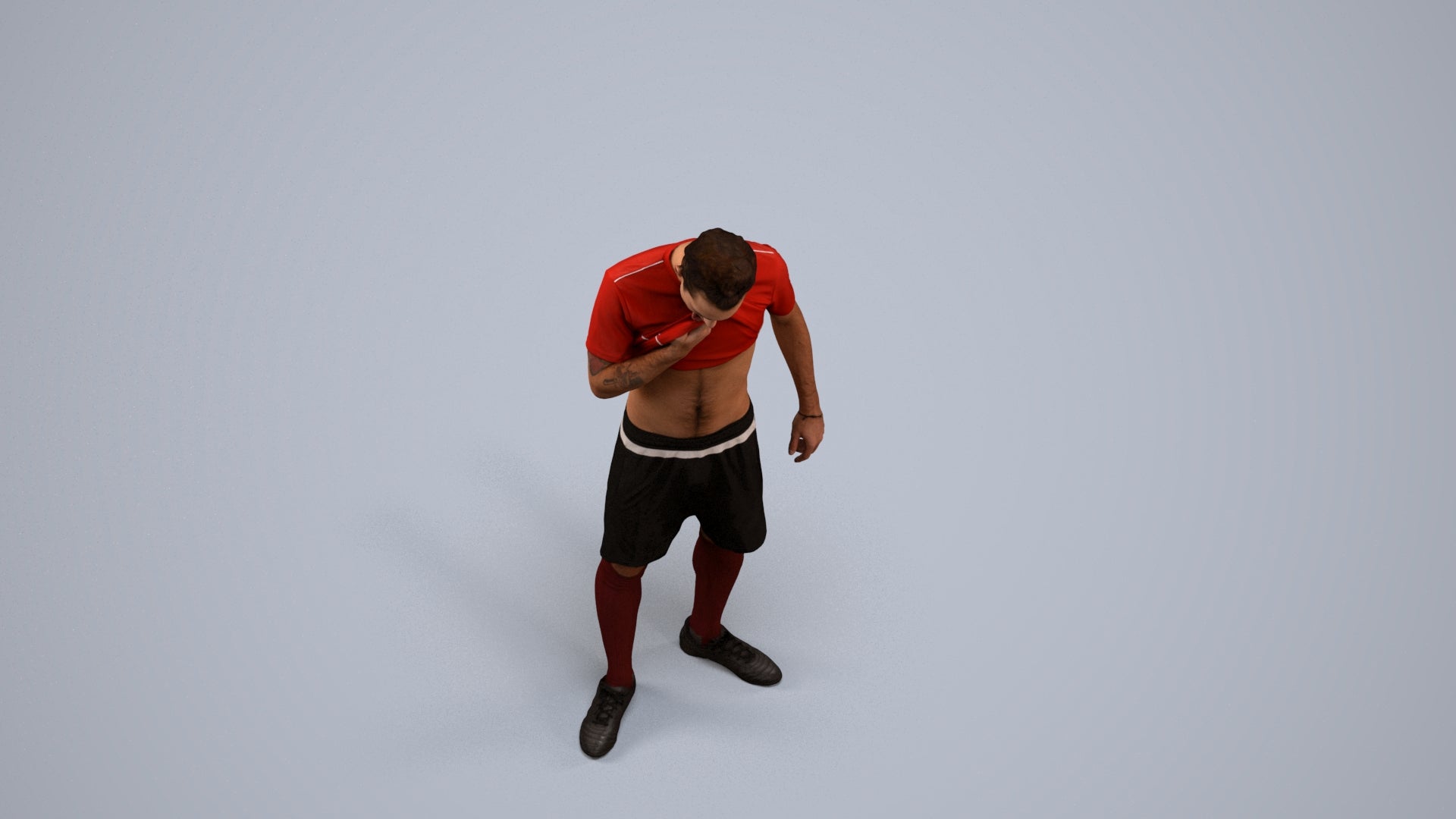 3D human model man sport, photogrammetry scanned person for archviz, back view render