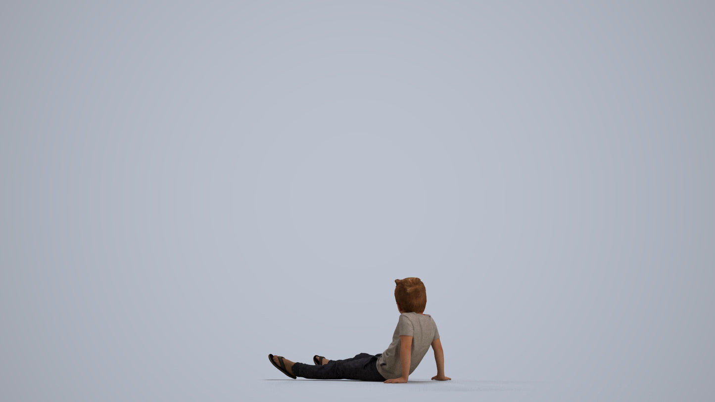 realistic 3D people boy casual kids, render-ready for V-Ray and Corona, FBX OBJ, front view render