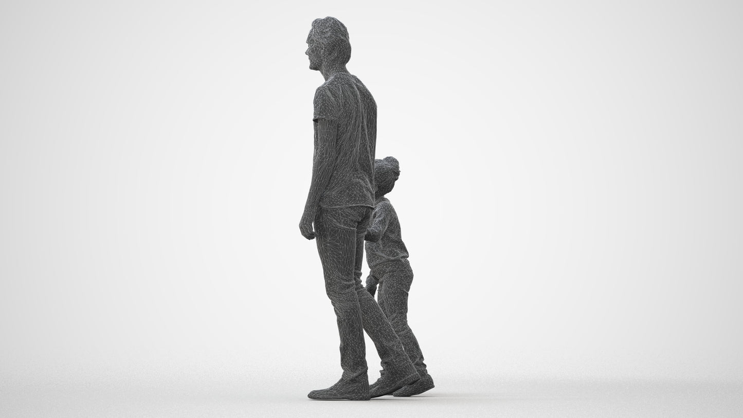 3D people model boy casual kids, scanned human for 3ds Max rendering, square thumbnail