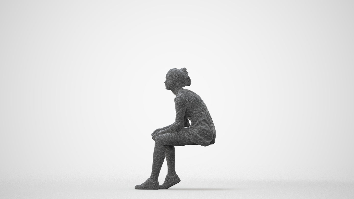 photogrammetry 3D girl casual kids, realistic human model archviz FBX, square thumbnail