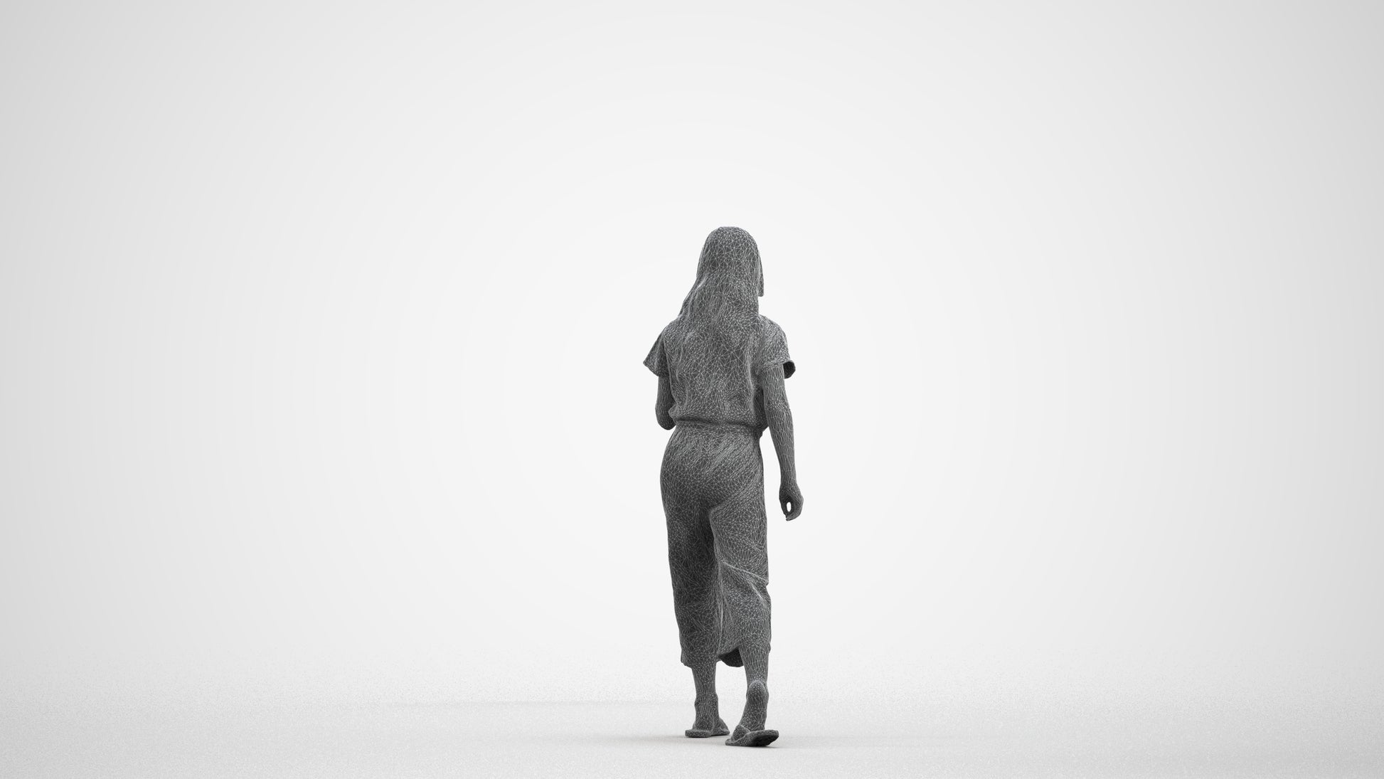 realistic 3D people girl kids, render-ready for V-Ray and Corona, FBX OBJ, wireframe front view