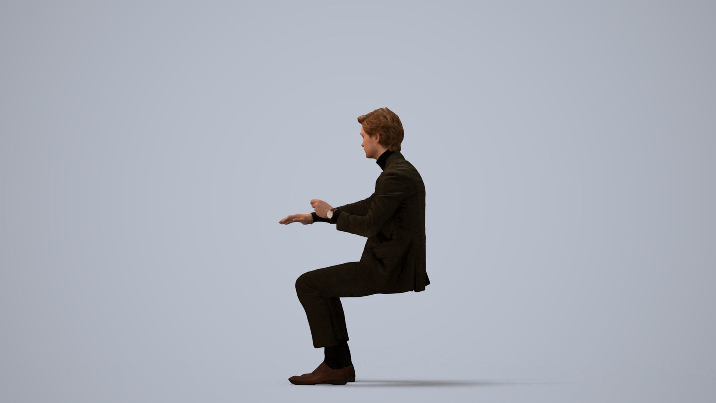 3D scanned man business, photorealistic archviz people for Enscape and SketchUp, three-quarter view render
