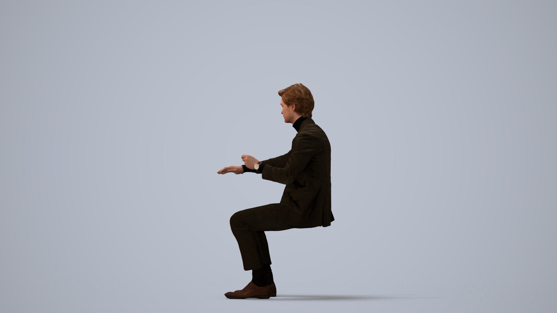 3D scanned man business, photorealistic archviz people for Enscape and SketchUp, three-quarter view render