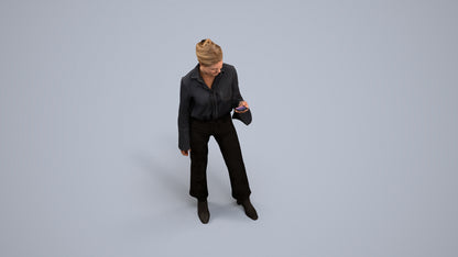 realistic 3D woman business standing, scanned archviz people for Blender and 3ds Max, back view render