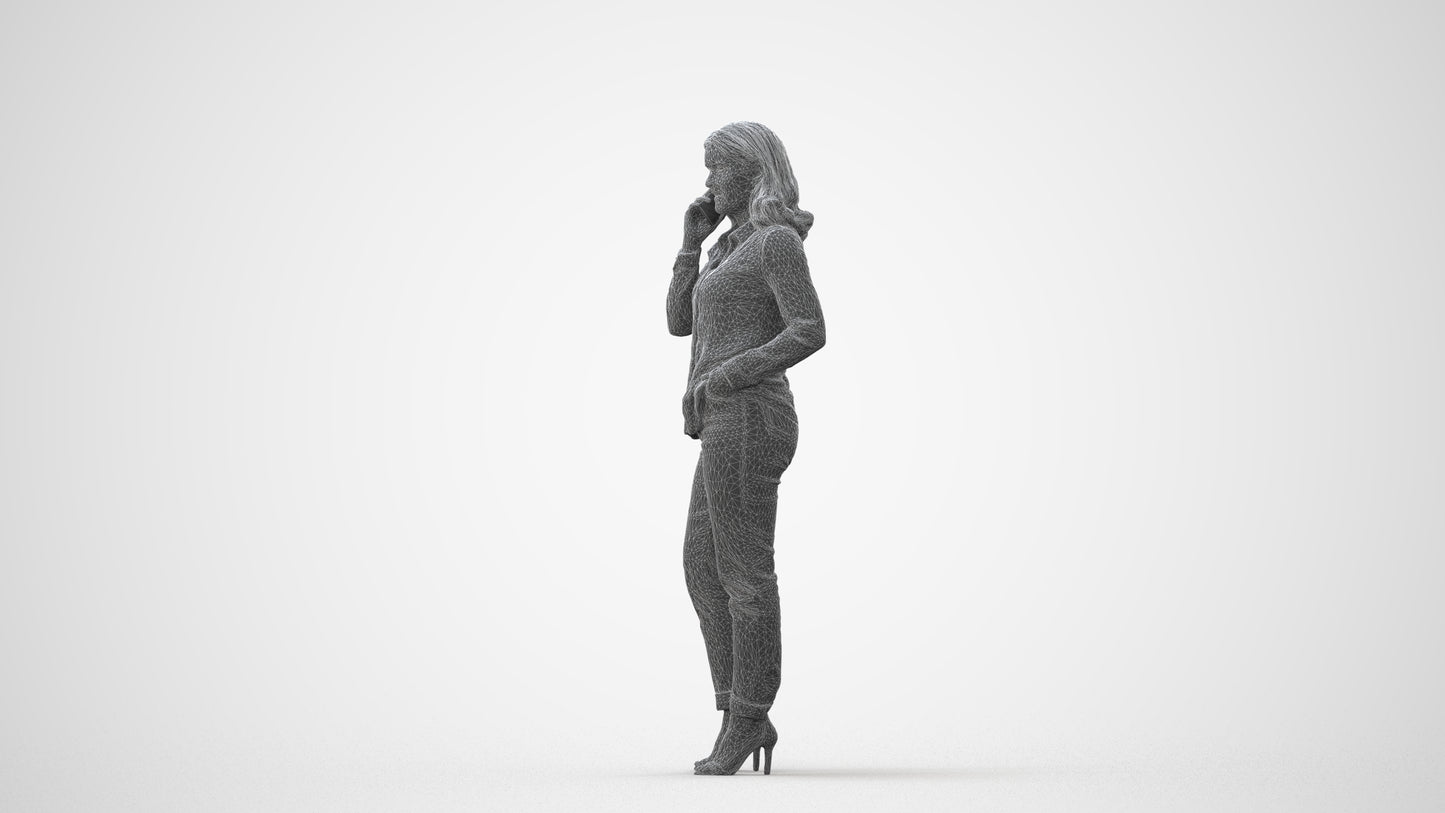 realistic 3D human woman casual standing, archviz people FBX OBJ for Blender, square thumbnail