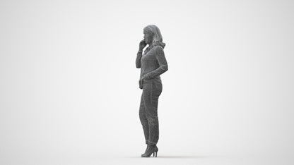 realistic 3D human woman casual standing, archviz people FBX OBJ for Blender, square thumbnail