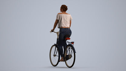 3D people model woman casual cycling, scanned human for 3ds Max rendering, front view render