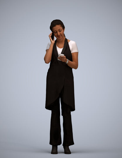 realistic 3D woman hospitality, scanned archviz people for Blender and 3ds Max