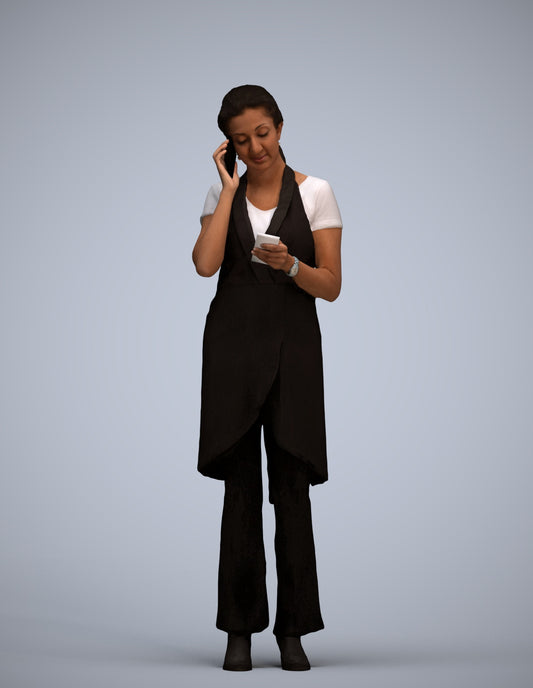 realistic 3D woman hospitality, scanned archviz people for Blender and 3ds Max