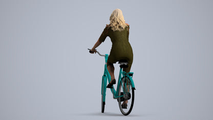 3D people model senior woman casual cycling, scanned human for 3ds Max rendering, front view render