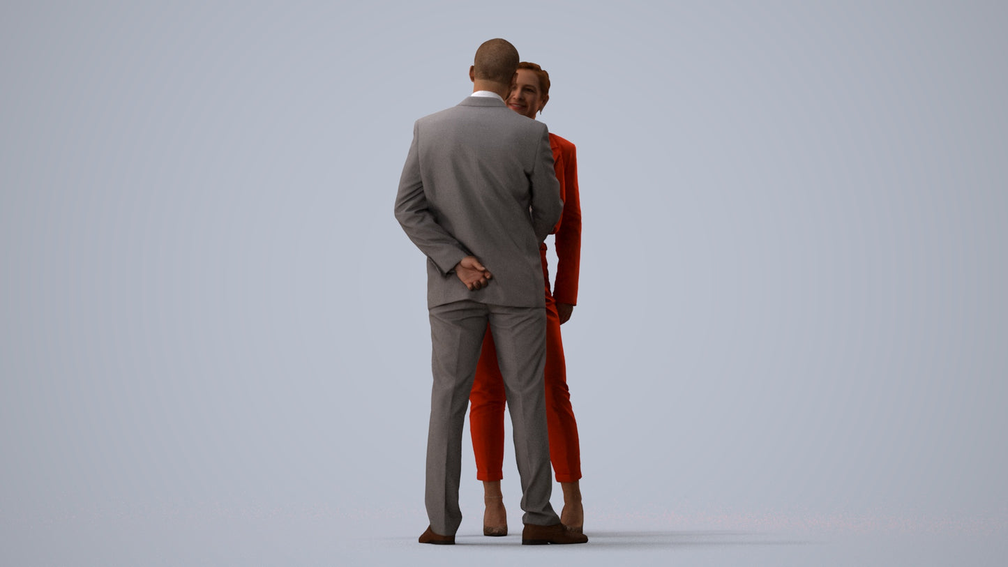 3D scanned woman business, photorealistic archviz people for Enscape and SketchUp, three-quarter view render