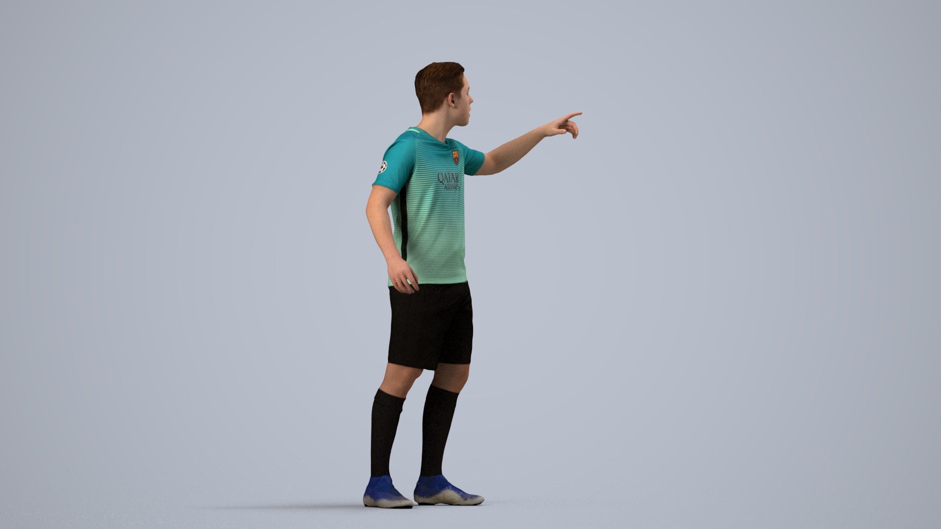 realistic 3D boy sport, scanned archviz people for Blender and 3ds Max, side view render