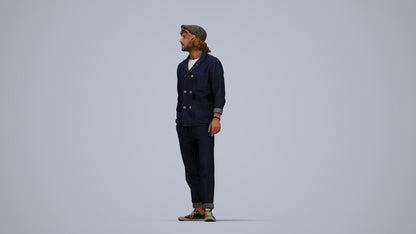3D scanned man standing casual, photorealistic archviz people for Enscape and SketchUp, top-down view render