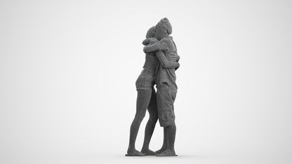 realistic 3D people woman couple, render-ready for V-Ray and Corona, FBX OBJ, wireframe front view