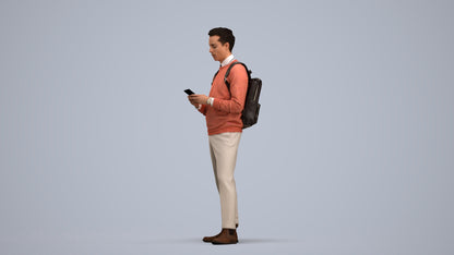 3D people model man casual standing, scanned human for 3ds Max rendering, standing pose render