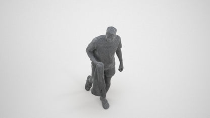 scanned 3D man walking, photogrammetry people for Enscape and V-Ray, wireframe three-quarter view