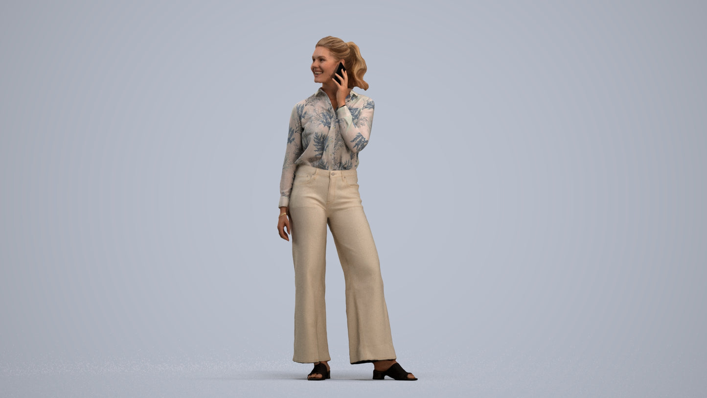 3D people model woman casual standing, scanned human for 3ds Max rendering, standing pose render