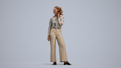 3D people model woman casual standing, scanned human for 3ds Max rendering, standing pose render