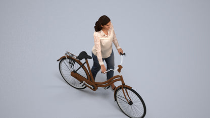 3D human model woman casual walking, photogrammetry scanned person for archviz, back view render