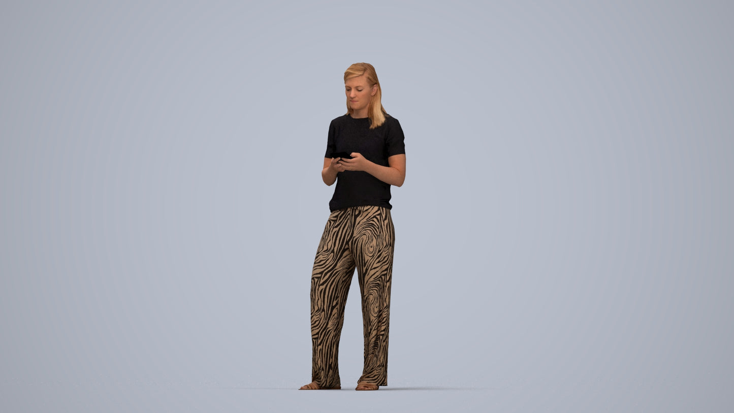 3D people model woman casual kids, scanned human for 3ds Max rendering, top-down view render