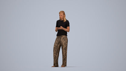 3D people model woman casual kids, scanned human for 3ds Max rendering, top-down view render