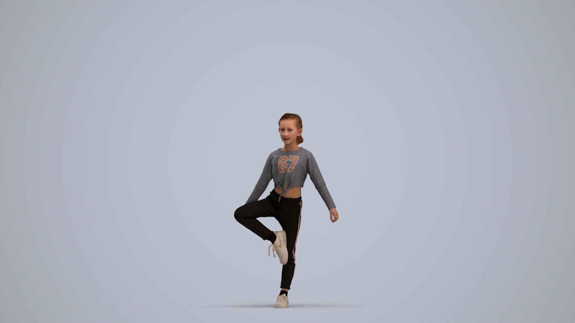 scanned 3D girl sport kids, photogrammetry people for Enscape and V-Ray, standing pose render