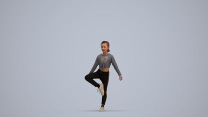scanned 3D girl sport kids, photogrammetry people for Enscape and V-Ray, standing pose render