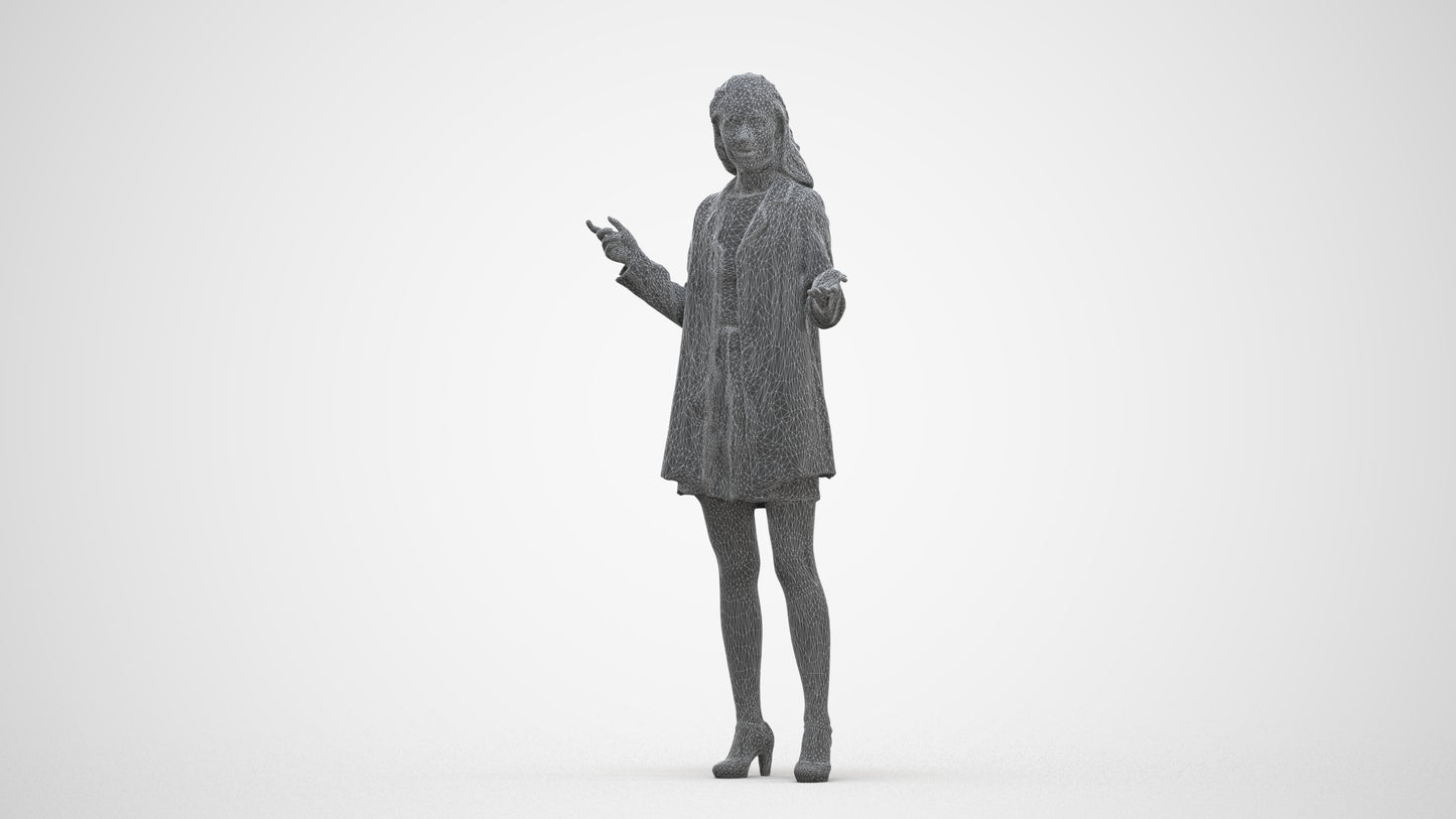 realistic 3D woman business, scanned archviz people for Blender and 3ds Max, three-quarter front view render