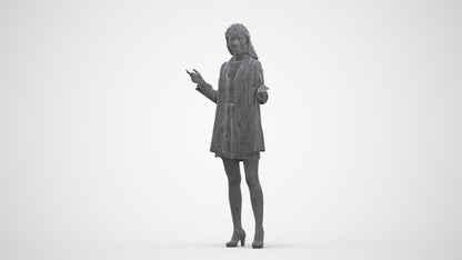 realistic 3D woman business, scanned archviz people for Blender and 3ds Max, three-quarter front view render