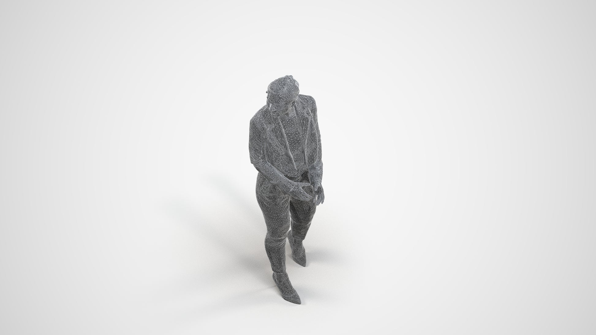 3D people model woman business, scanned human for 3ds Max rendering, wireframe three-quarter view