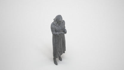 realistic 3D woman casual standing, scanned archviz people for Blender and 3ds Max, wireframe three-quarter view