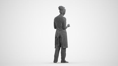 realistic 3D people woman hospitality, render-ready for V-Ray and Corona, FBX OBJ, wireframe front view