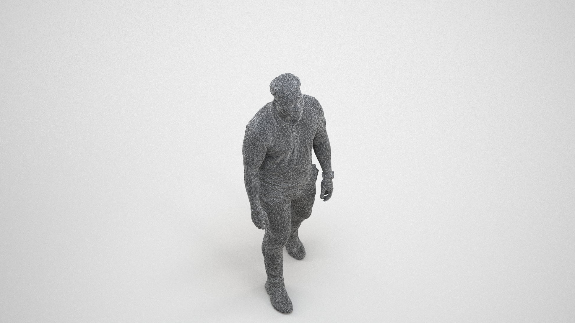 realistic 3D people man casual walking, render-ready for V-Ray and Corona, FBX OBJ, wireframe three-quarter view