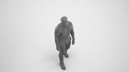 realistic 3D people man casual walking, render-ready for V-Ray and Corona, FBX OBJ, wireframe three-quarter view