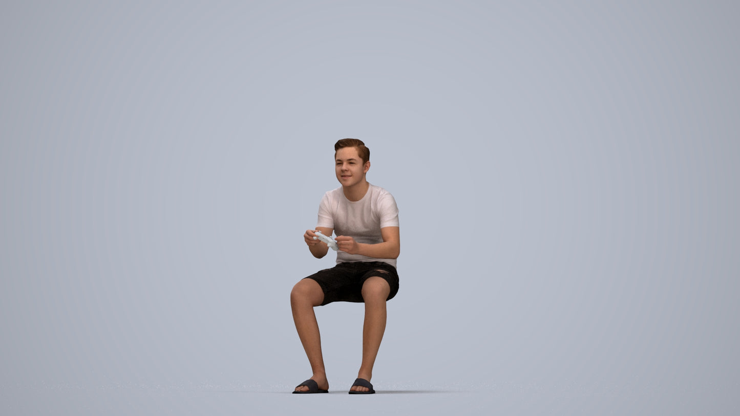 realistic 3D boy casual kids, scanned archviz people for Blender and 3ds Max, top-down view render