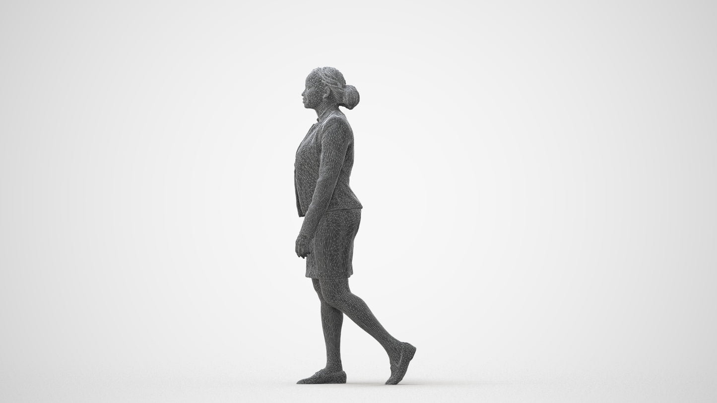 realistic 3D human woman business walking, archviz people FBX OBJ for Blender, square thumbnail