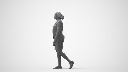 realistic 3D human woman business walking, archviz people FBX OBJ for Blender, square thumbnail