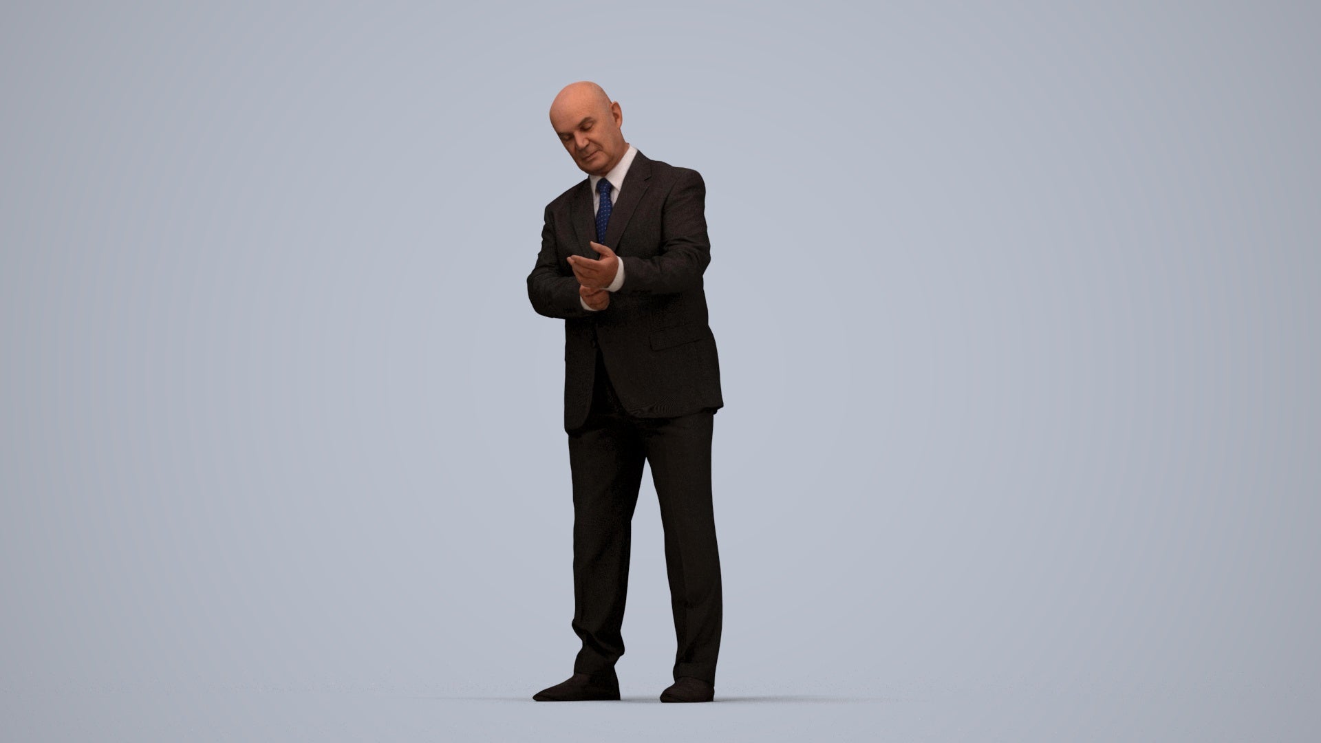 scanned 3D man business mix, photogrammetry people for Enscape and V-Ray, top-down view render