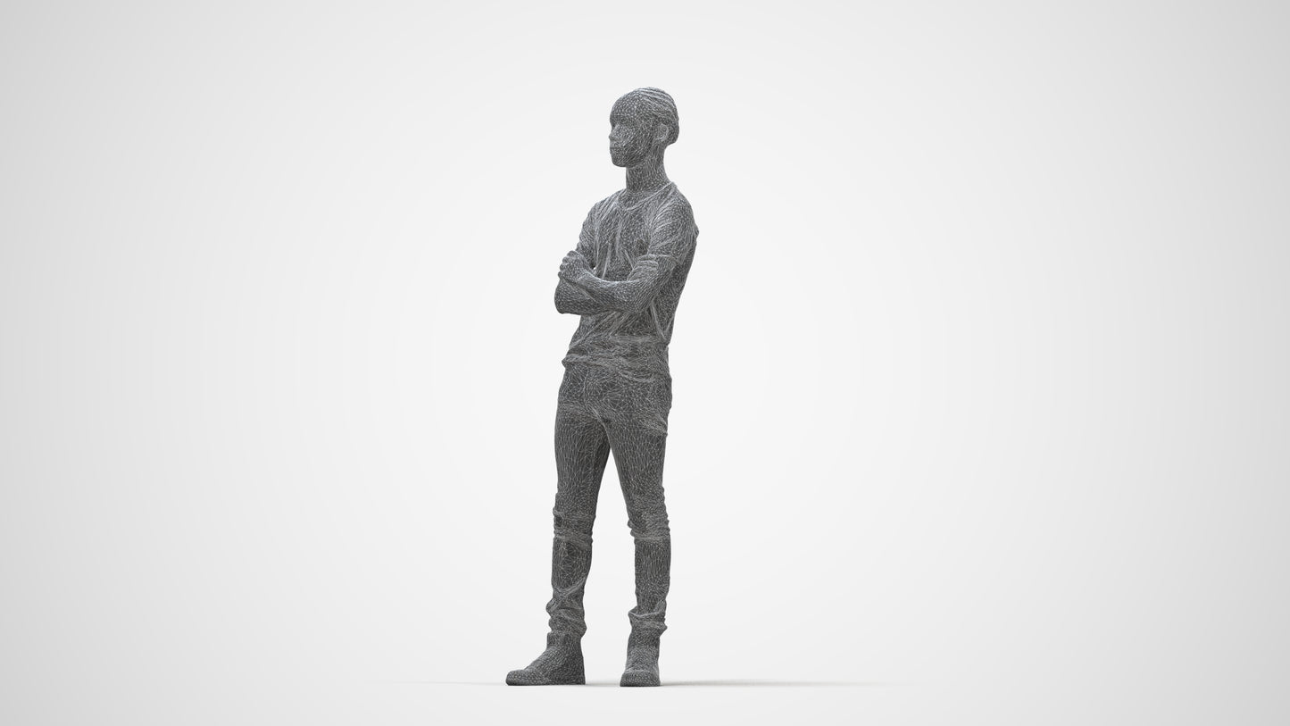 3D human model boy casual kids, photogrammetry scanned person for archviz, wireframe back view