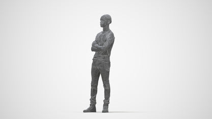 3D human model boy casual kids, photogrammetry scanned person for archviz, wireframe back view