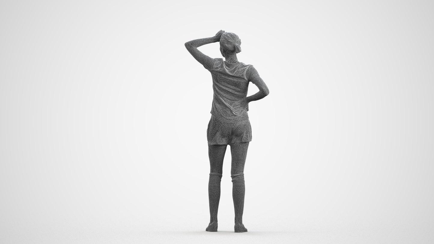 3D scanned woman sport, photorealistic archviz people for Enscape and SketchUp, wireframe front view