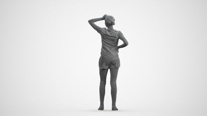 3D scanned woman sport, photorealistic archviz people for Enscape and SketchUp, wireframe front view