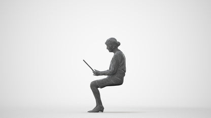 3D people model senior woman business sitting, scanned human for 3ds Max rendering, square thumbnail