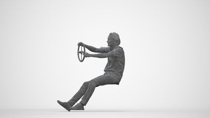 realistic 3D man casual driving, scanned archviz people for Blender and 3ds Max, wireframe back view