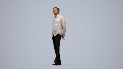photogrammetry 3D man business standing, realistic human model archviz FBX, top-down view render