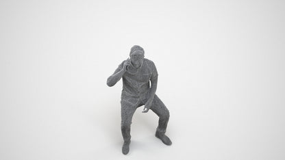 3D human model man business, photogrammetry scanned person for archviz, wireframe three-quarter view