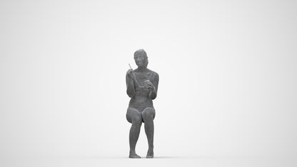 scanned 3D woman pool, photogrammetry people for Enscape and V-Ray, wireframe back view