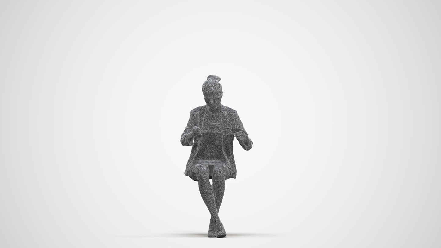3D scanned woman business, photorealistic archviz people for Enscape and SketchUp, three-quarter front view render
