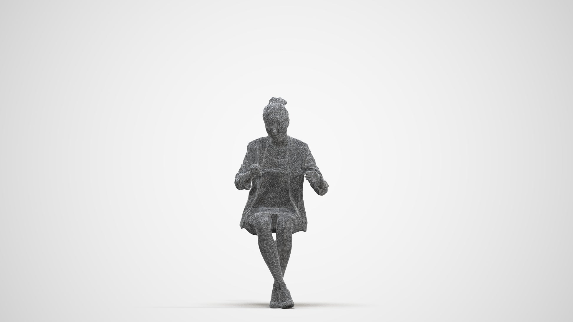 3D scanned woman business, photorealistic archviz people for Enscape and SketchUp, three-quarter front view render
