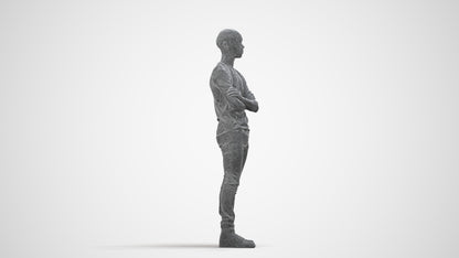 3D human model boy casual kids, photogrammetry scanned person for archviz, wireframe side view